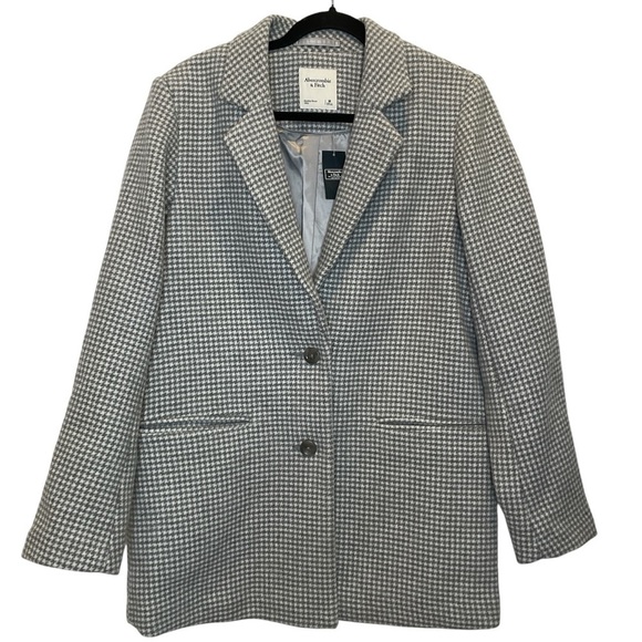 Abercrombie & Fitch Jackets & Blazers - NWT Abercrombie & Fitch Wool Blend Houndstooth Tailored Top Coat in Grey Medium